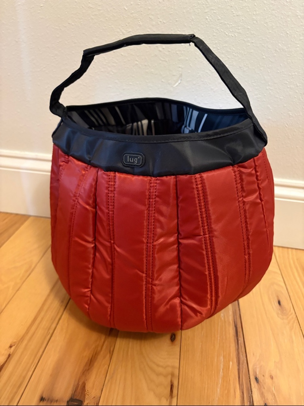 Lug Orange Pumpkin Bucket Bag with Black Trim